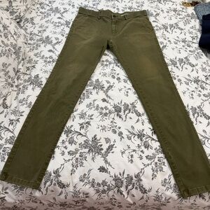 Men’s Olive Green Slim Fit Pants (W32) – Stretch, Casual/Dressy
